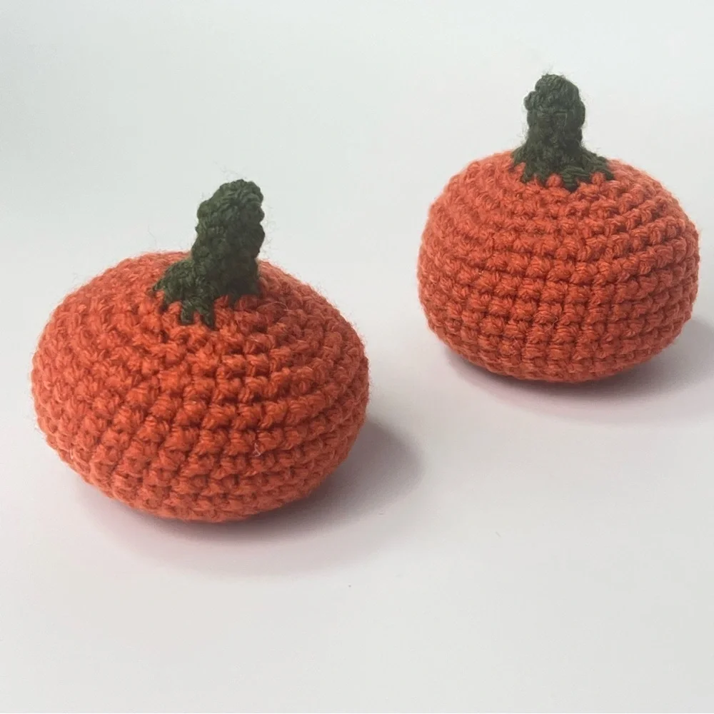 Cat Toy Handmade Crochet Catnip Pumpkin Cat Toys Set of Two
